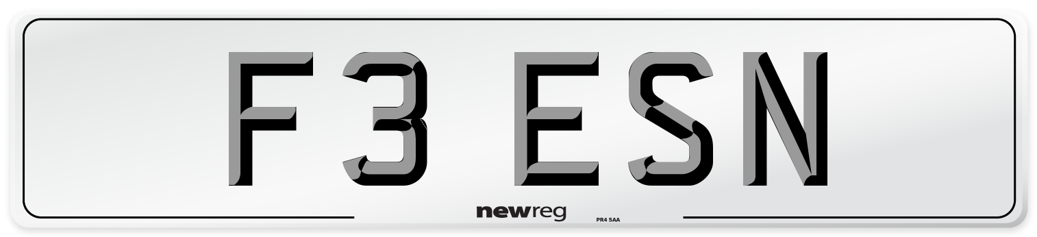 F3 ESN Number Plate from New Reg